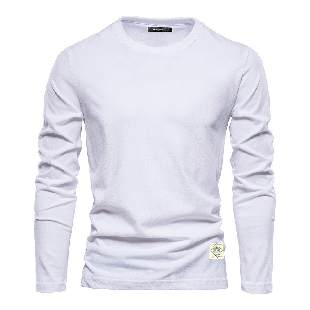 Cotton Crewneck Long Sleeve T-Shirt
