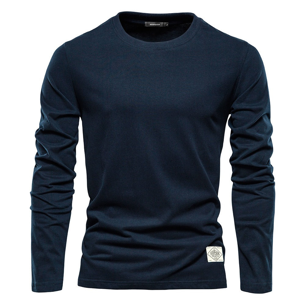 Cotton Crewneck Long Sleeve T-Shirt