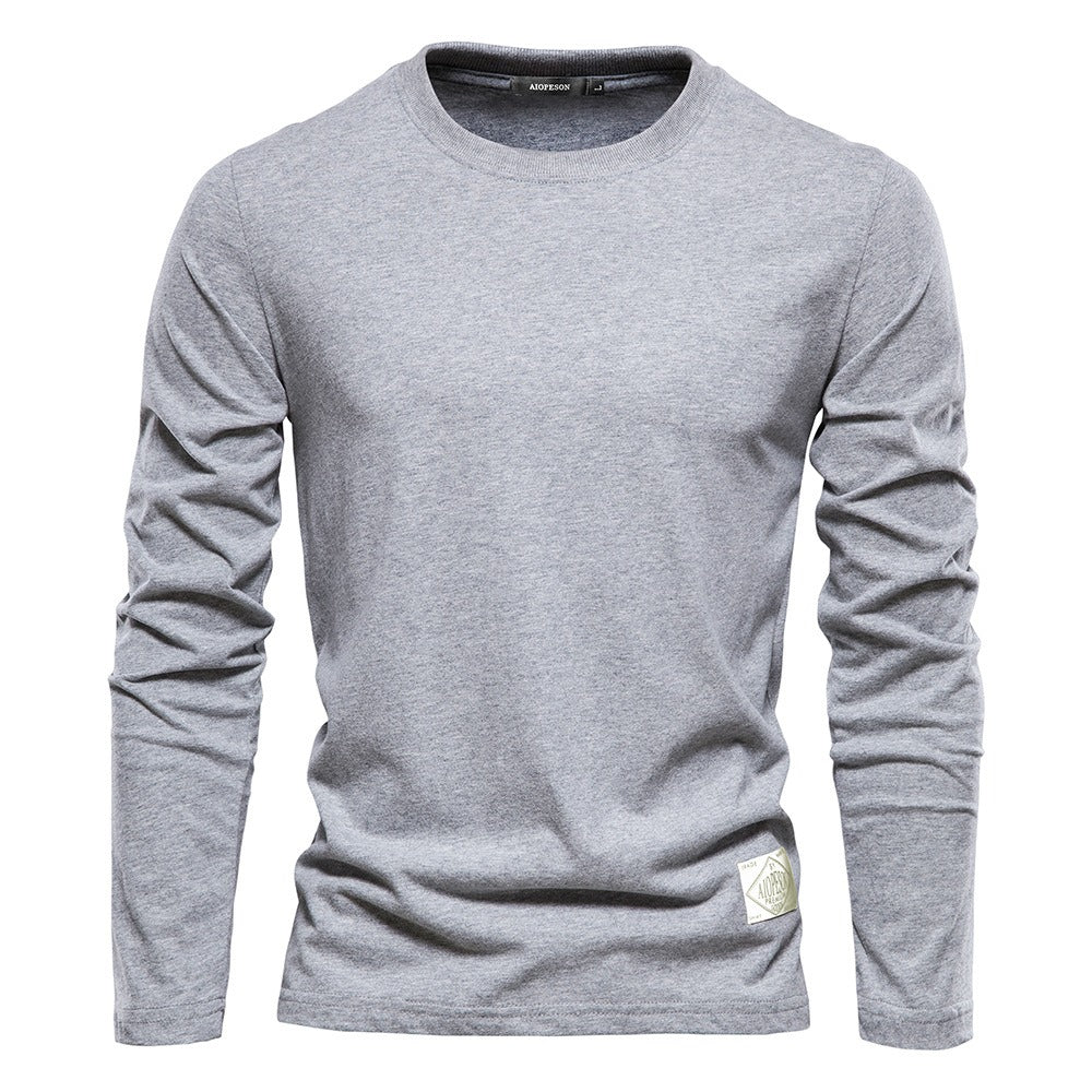 Cotton Crewneck Long Sleeve T-Shirt
