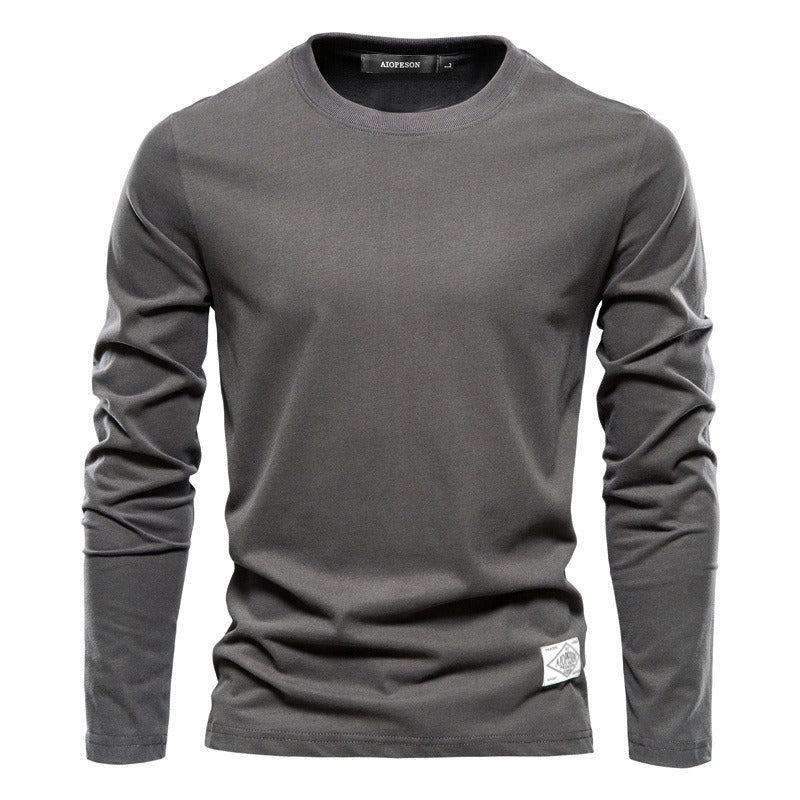 Cotton Crewneck Long Sleeve T-Shirt
