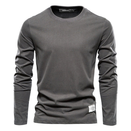 Cotton Crewneck Long Sleeve T-Shirt
