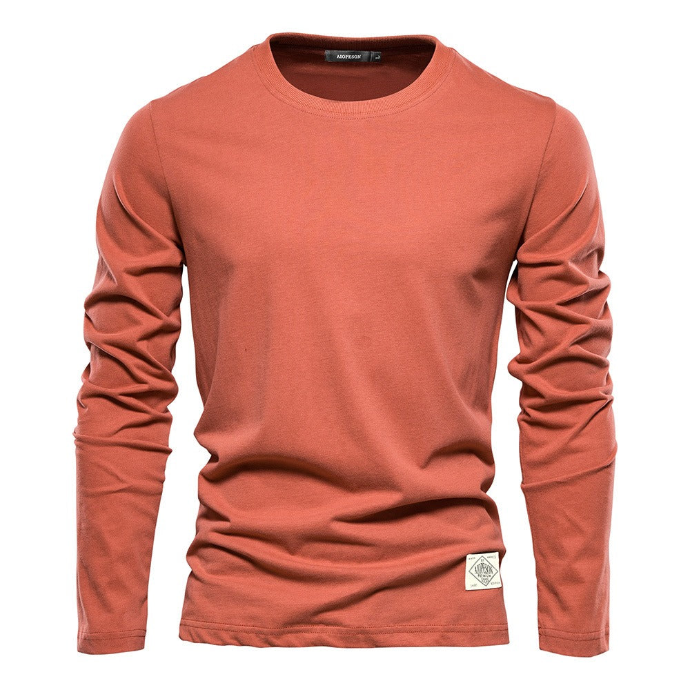 Cotton Crewneck Long Sleeve T-Shirt
