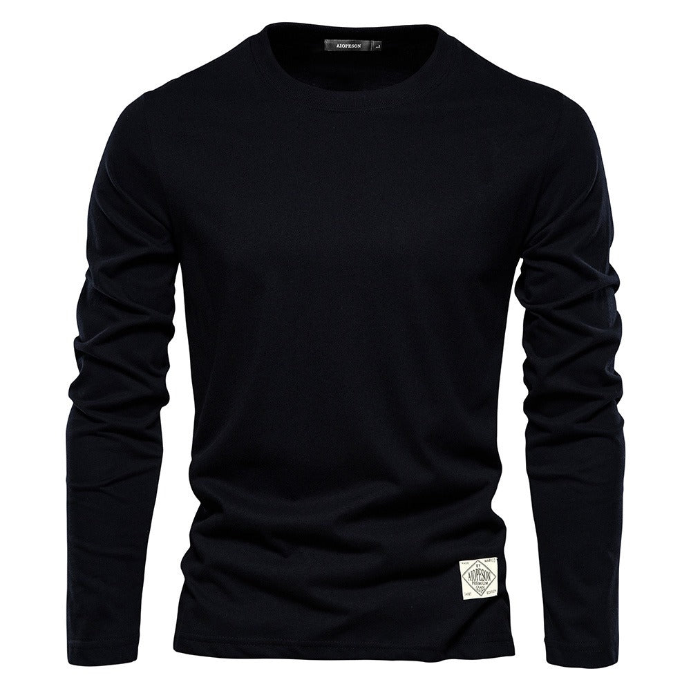 Cotton Crewneck Long Sleeve T-Shirt