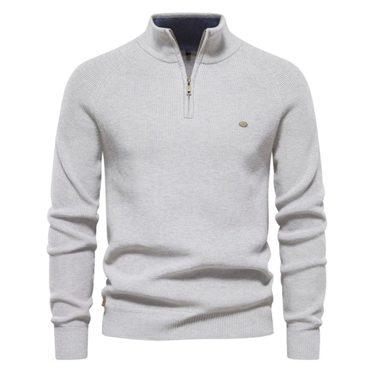 Men's Half-Zip Collar Cotton Sweater