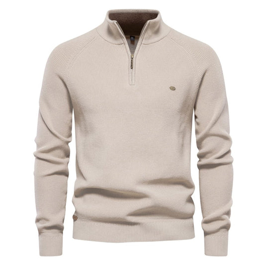 Men's Half-Zip Collar Cotton Sweater