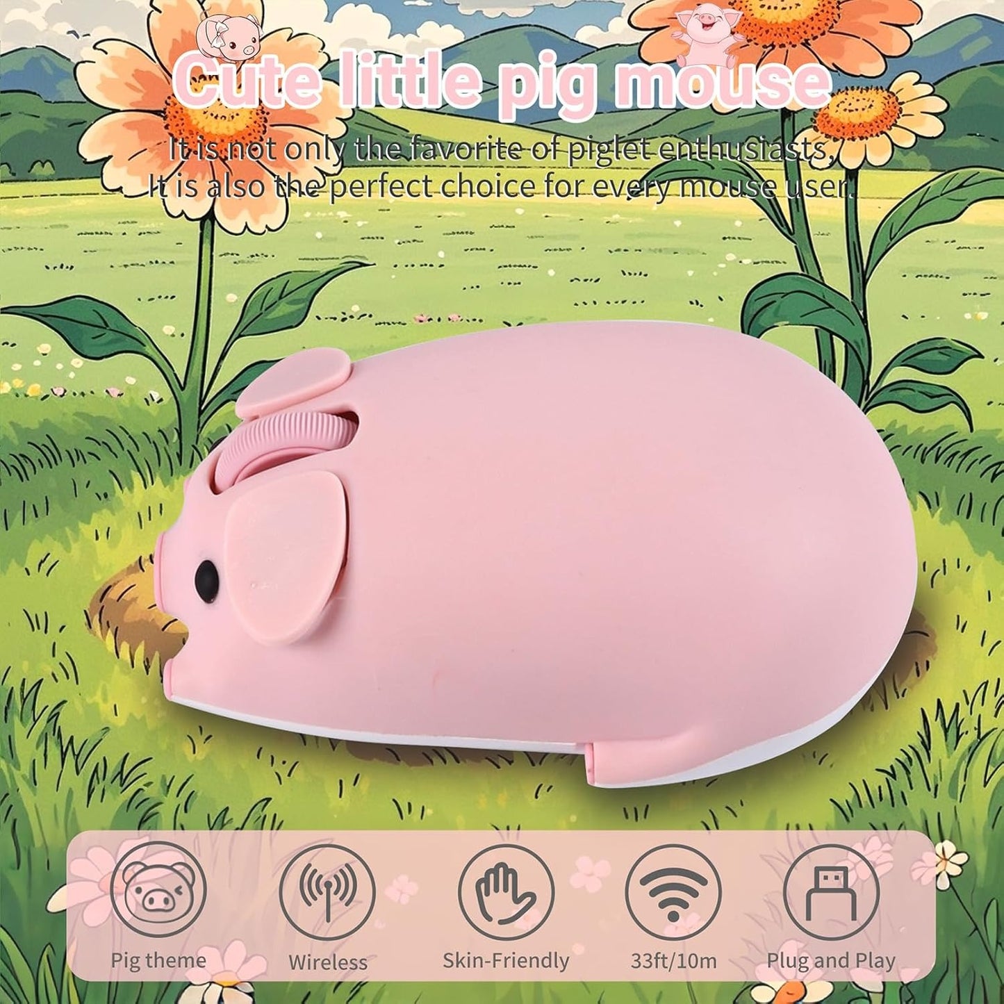 Cute Pig-Shaped Wireless Mouse