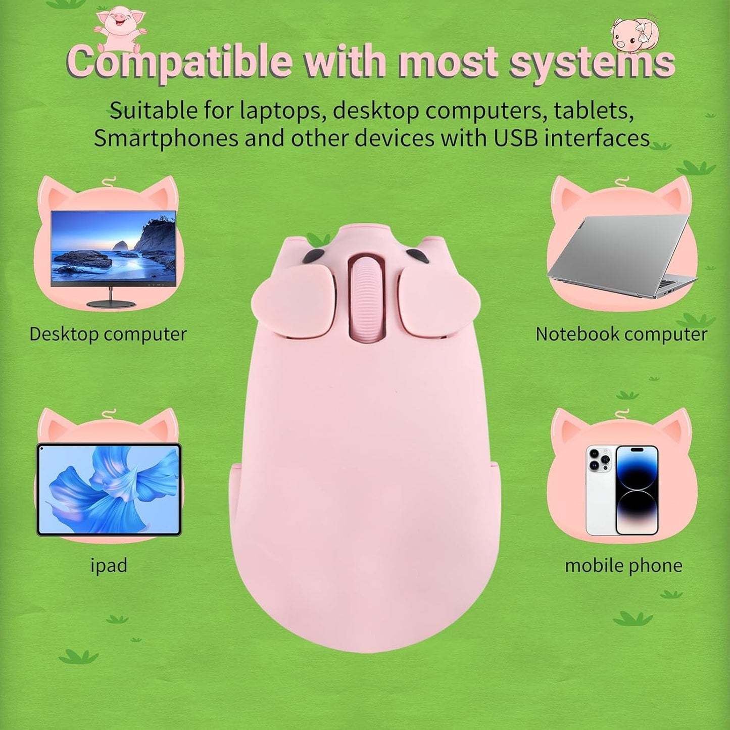 Cute Pig-Shaped Wireless Mouse